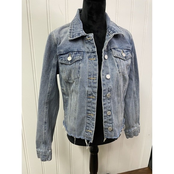 BlankNYC Women's Destructed Jean Jacket Size Medium Low Rider‎ - Picture 2 of 10